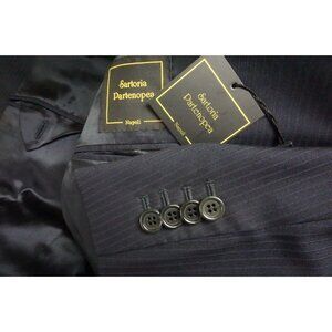Sartoria Partenopea Blue Striped 100% Wool 2Pc Suit Jacket Pants 38R BRAND NEW
